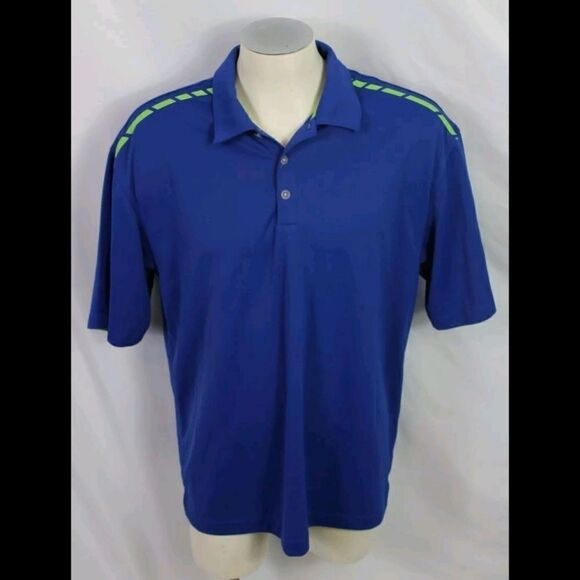 NIKE GOLF SIZE L MENS POLO SHIRT WITH SHOULDER AND BACK CHECK GRAPHIC - Picture 1 of 10